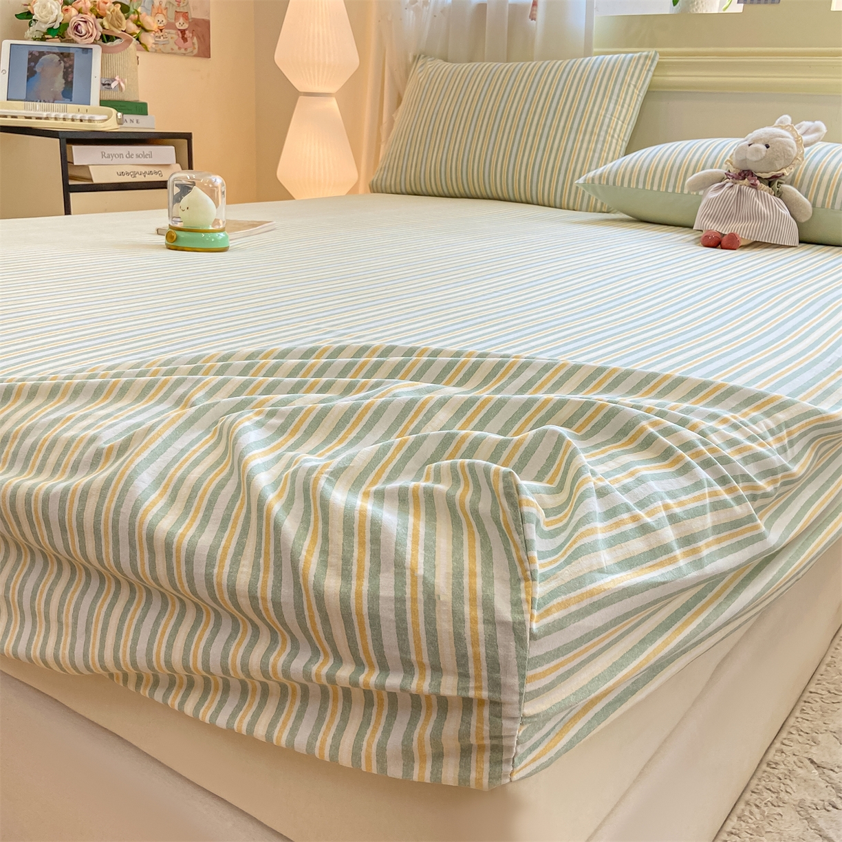 91家纺网 家纺一手货源 找家纺 灰鲸 2025新款A类全棉磨毛单品床笠 床笠单件 静初-绿