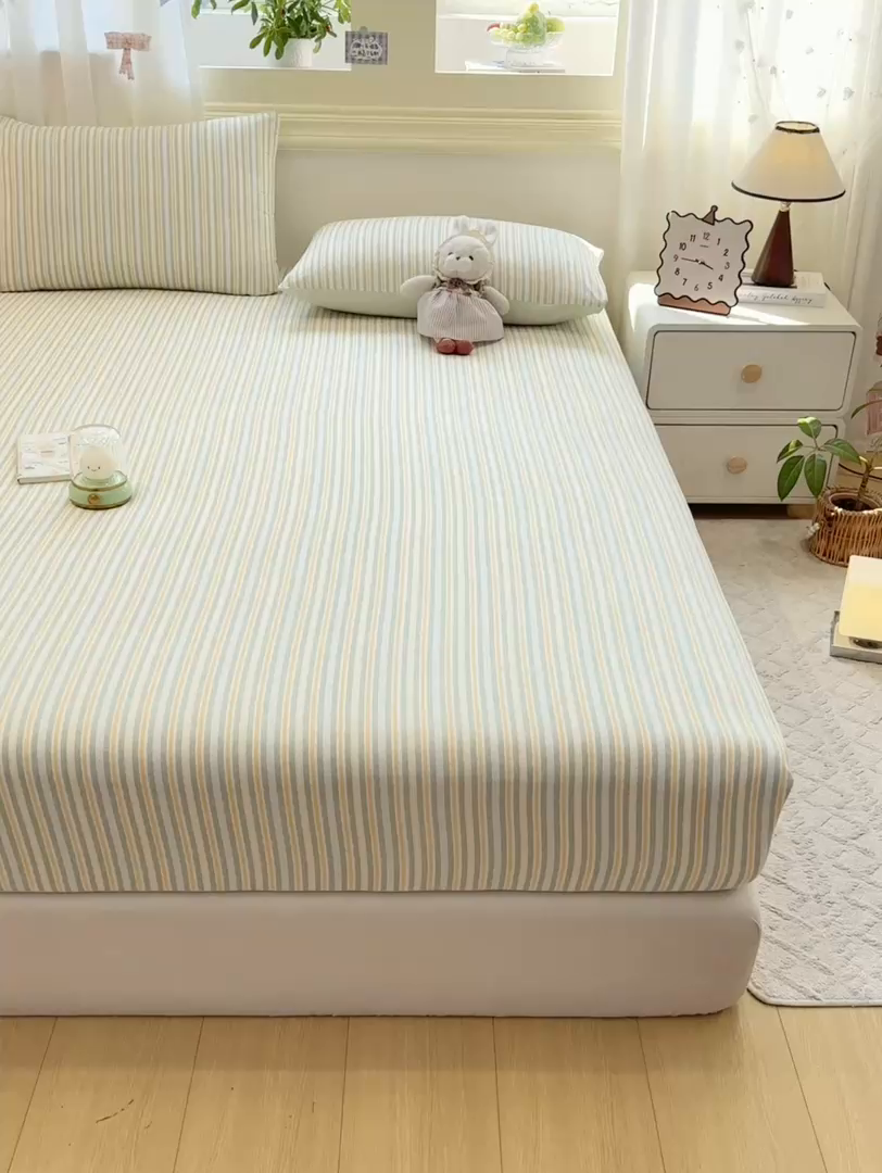 91家纺网 家纺一手货源 找家纺 灰鲸 2025新款A类全棉磨毛单品床笠 床笠单件 静初-绿