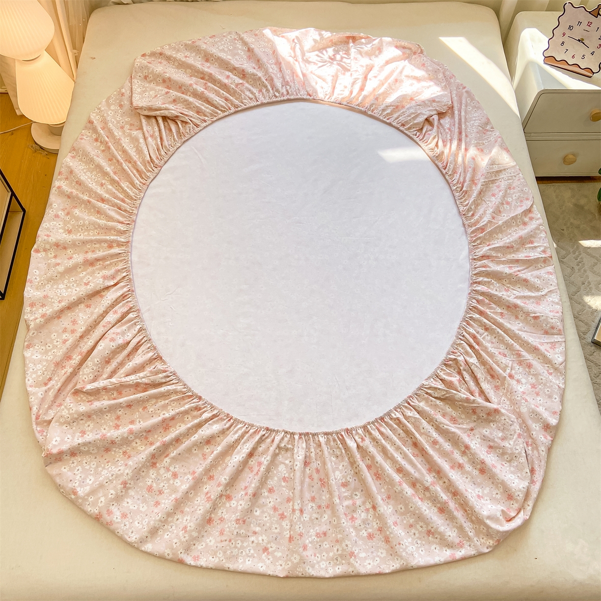 91家纺网 家纺一手货源 找家纺 灰鲸 2025新款A类全棉磨毛单品床笠 床笠单件 零落-粉