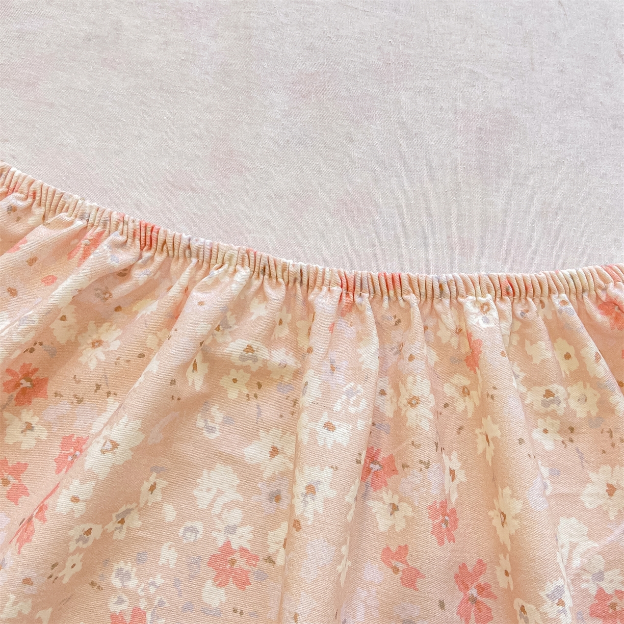 91家纺网 家纺一手货源 找家纺 灰鲸 2025新款A类全棉磨毛单品床笠 床笠单件 零落-粉