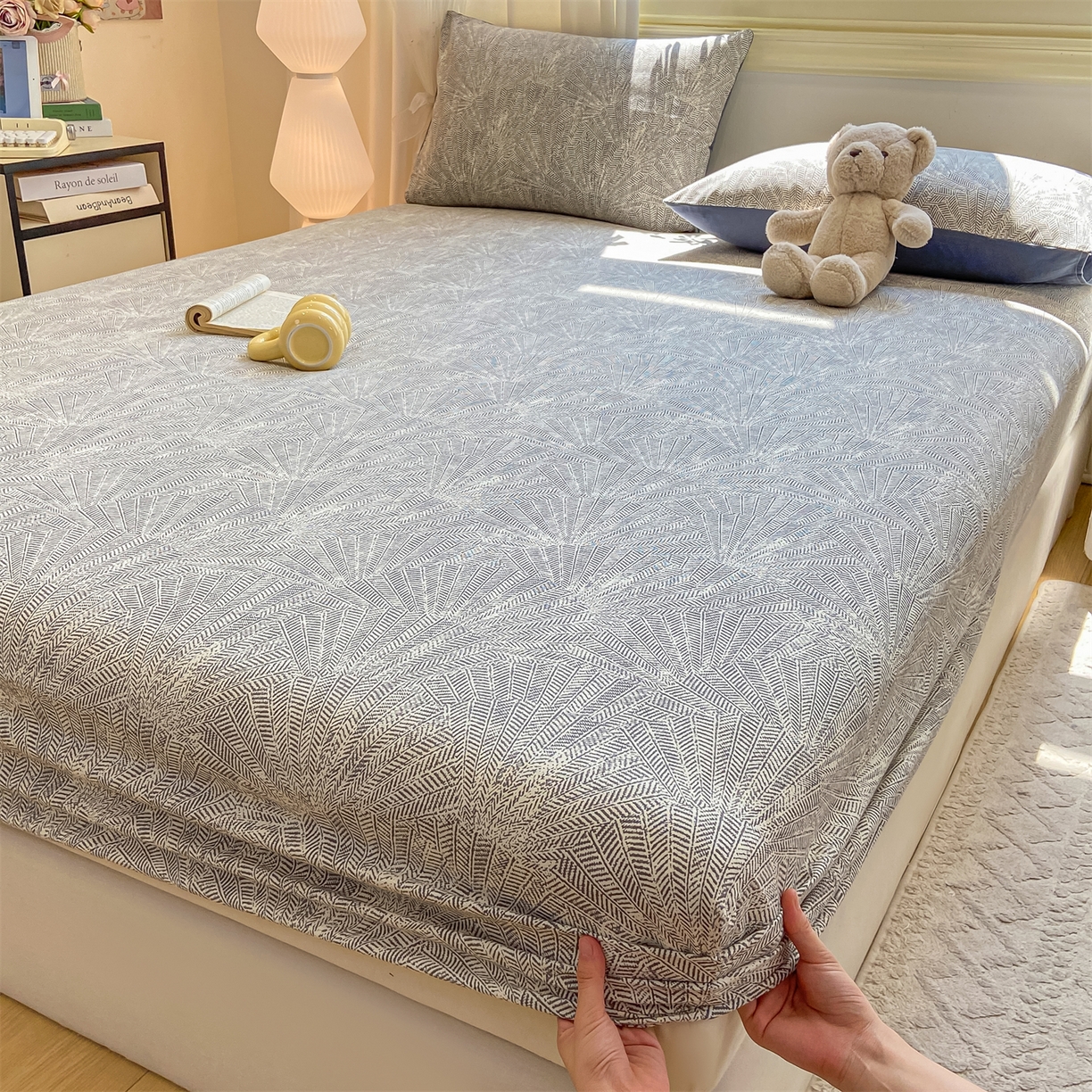 91家纺网 家纺一手货源 找家纺 灰鲸 2025新款A类全棉磨毛单品床笠 床笠单件 南昭-蓝