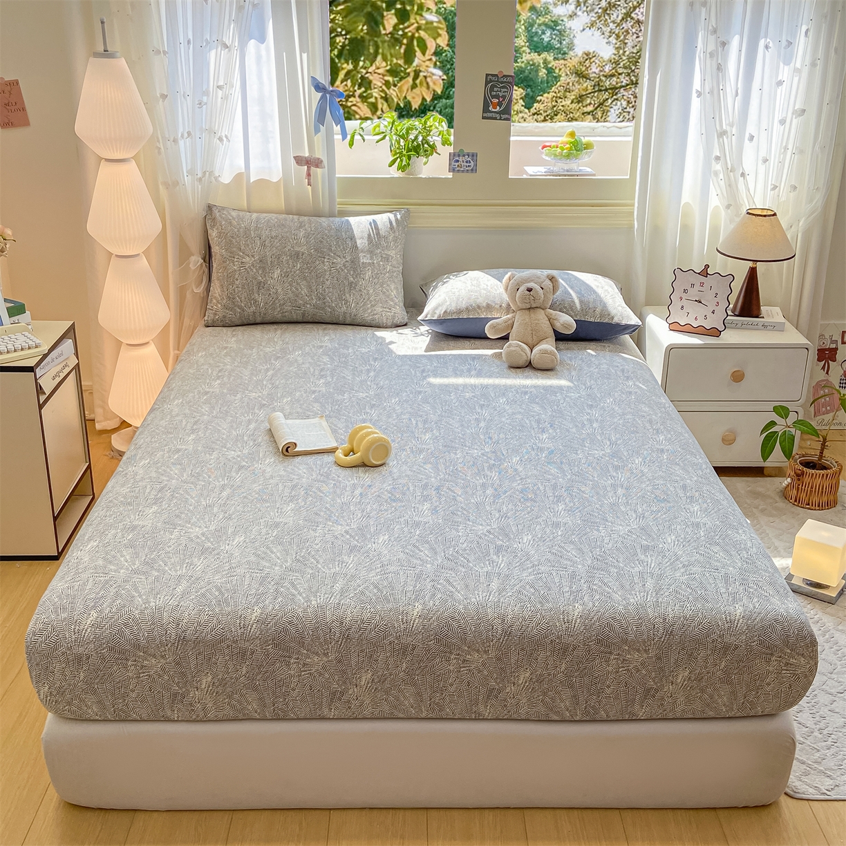 91家纺网 家纺一手货源 找家纺 灰鲸 2025新款A类全棉磨毛单品床笠 床笠单件 南昭-蓝