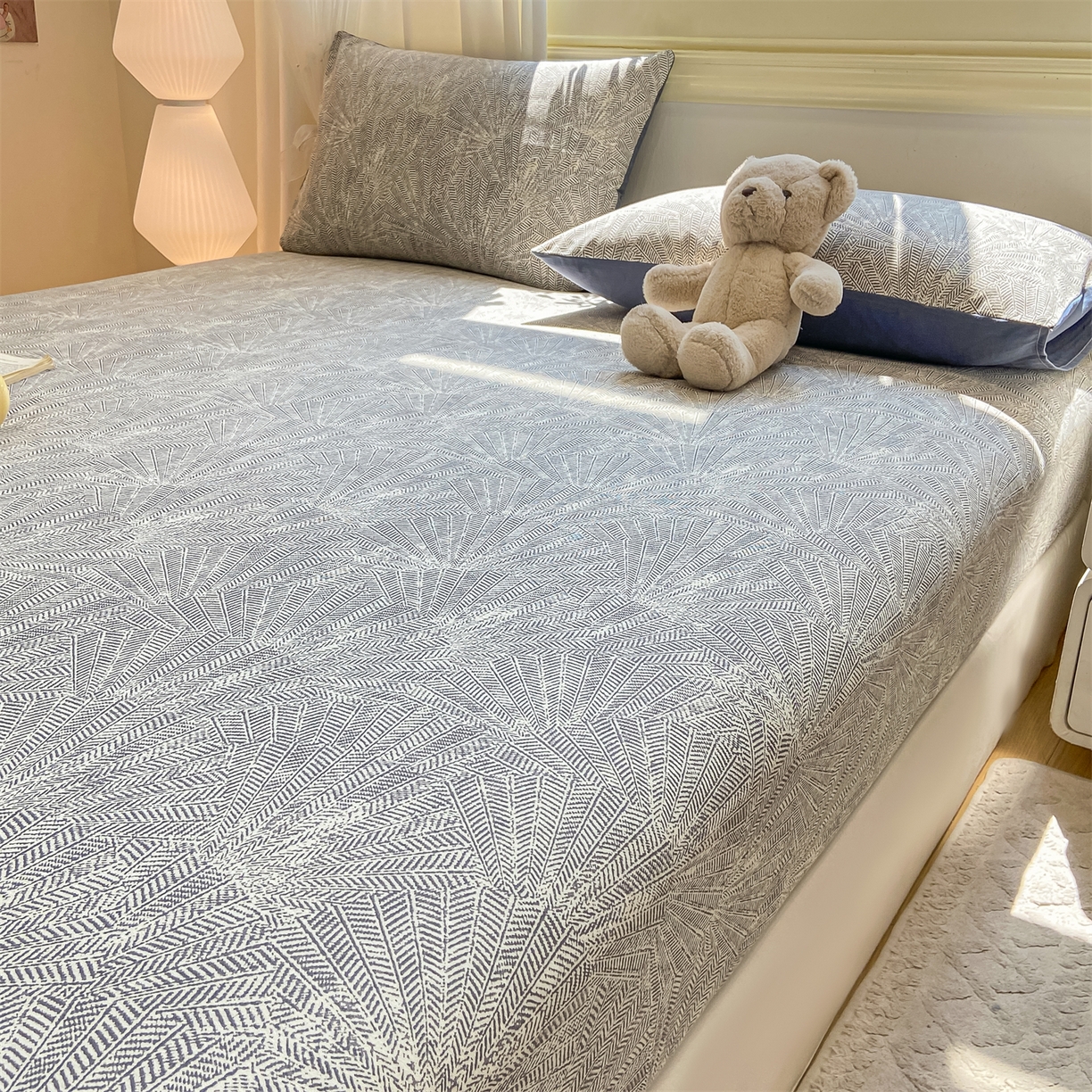 91家纺网 家纺一手货源 找家纺 灰鲸 2025新款A类全棉磨毛单品床笠 床笠单件 南昭-蓝