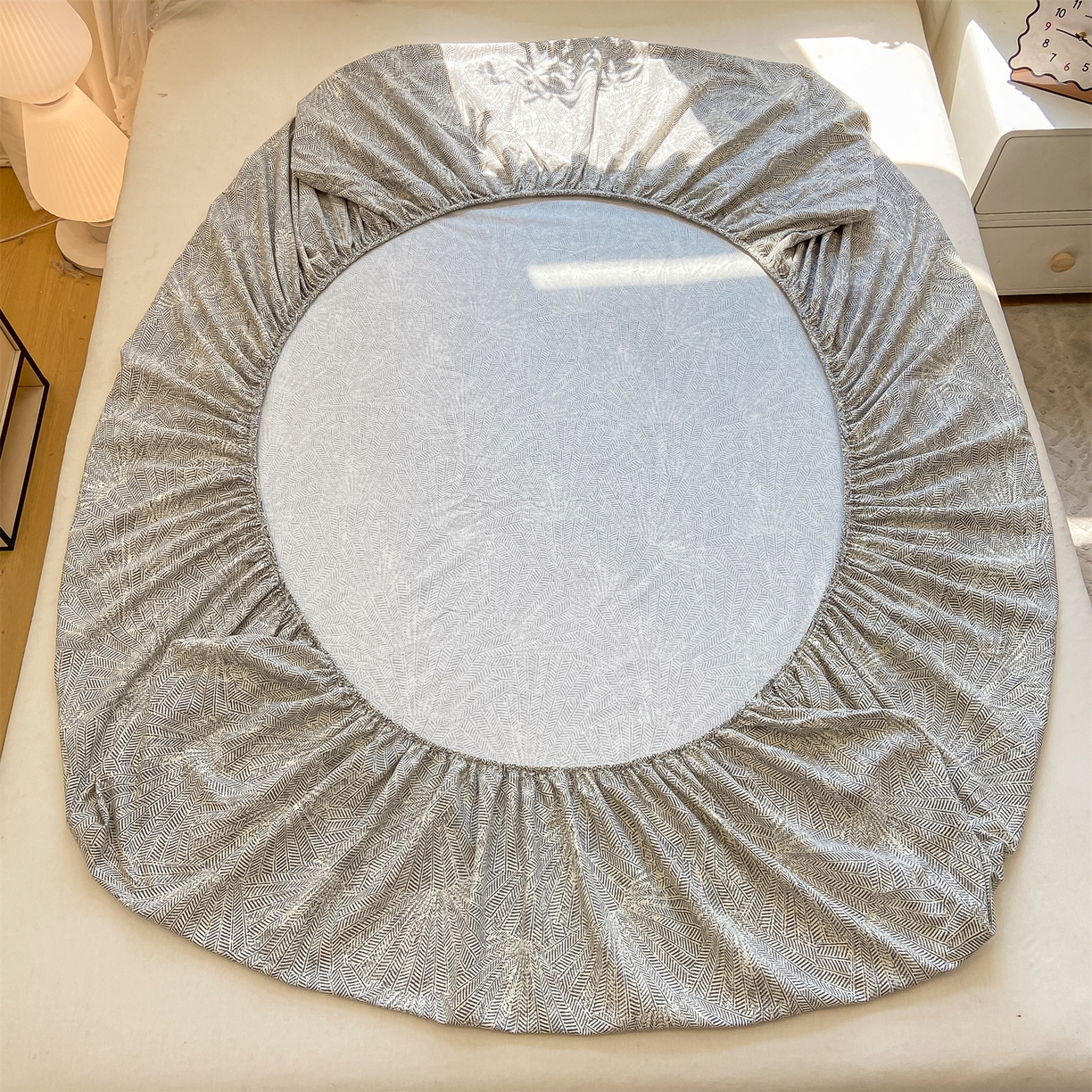 91家纺网 家纺一手货源 找家纺 灰鲸 2025新款A类全棉磨毛单品床笠 床笠单件 南昭-蓝