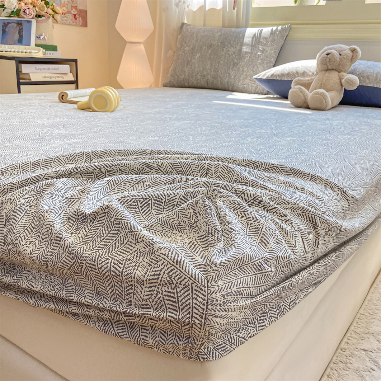 91家纺网 家纺一手货源 找家纺 灰鲸 2025新款A类全棉磨毛单品床笠 床笠单件 南昭-蓝