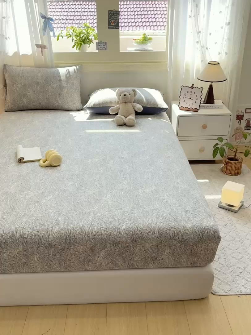 91家纺网 家纺一手货源 找家纺 灰鲸 2025新款A类全棉磨毛单品床笠 床笠单件 南昭-蓝