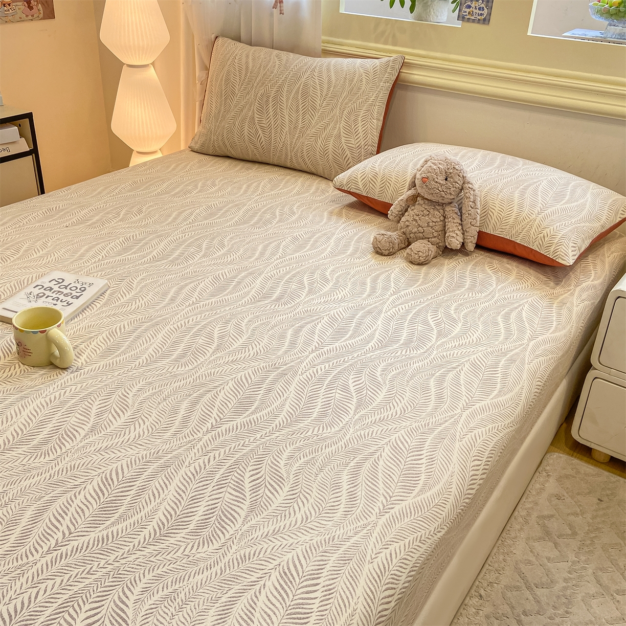 91家纺网 家纺一手货源 找家纺 灰鲸 2025新款A类全棉磨毛单品床笠 床笠单件 千逐-咖