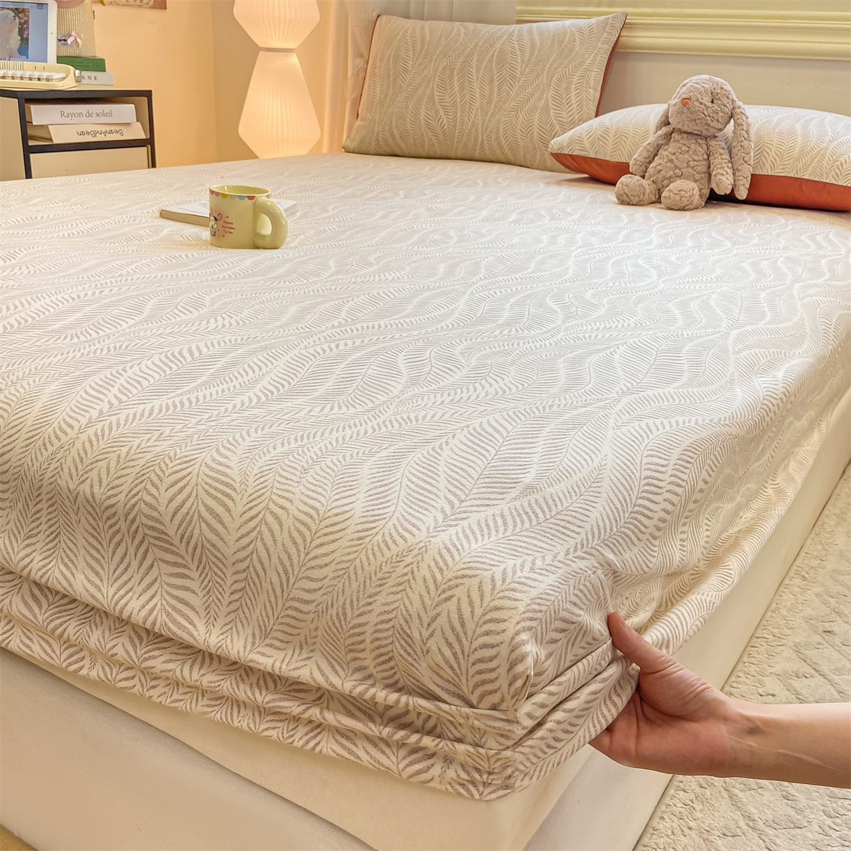 91家纺网 家纺一手货源 找家纺 灰鲸 2025新款A类全棉磨毛单品床笠 床笠单件 千逐-咖