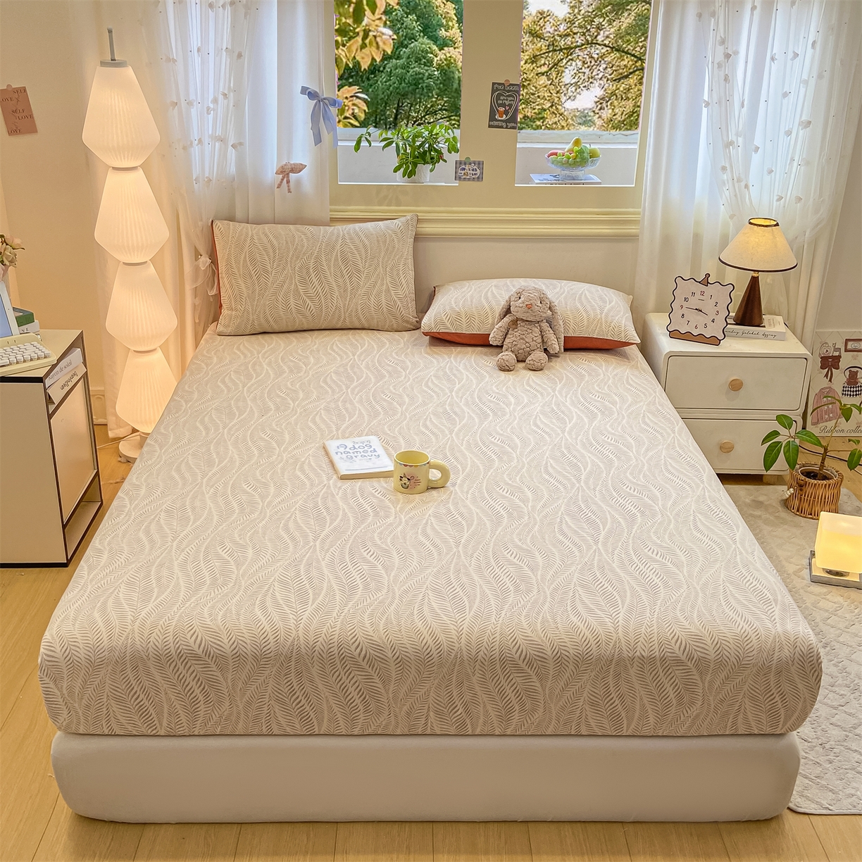 91家纺网 家纺一手货源 找家纺 灰鲸 2025新款A类全棉磨毛单品床笠 床笠单件 千逐-咖