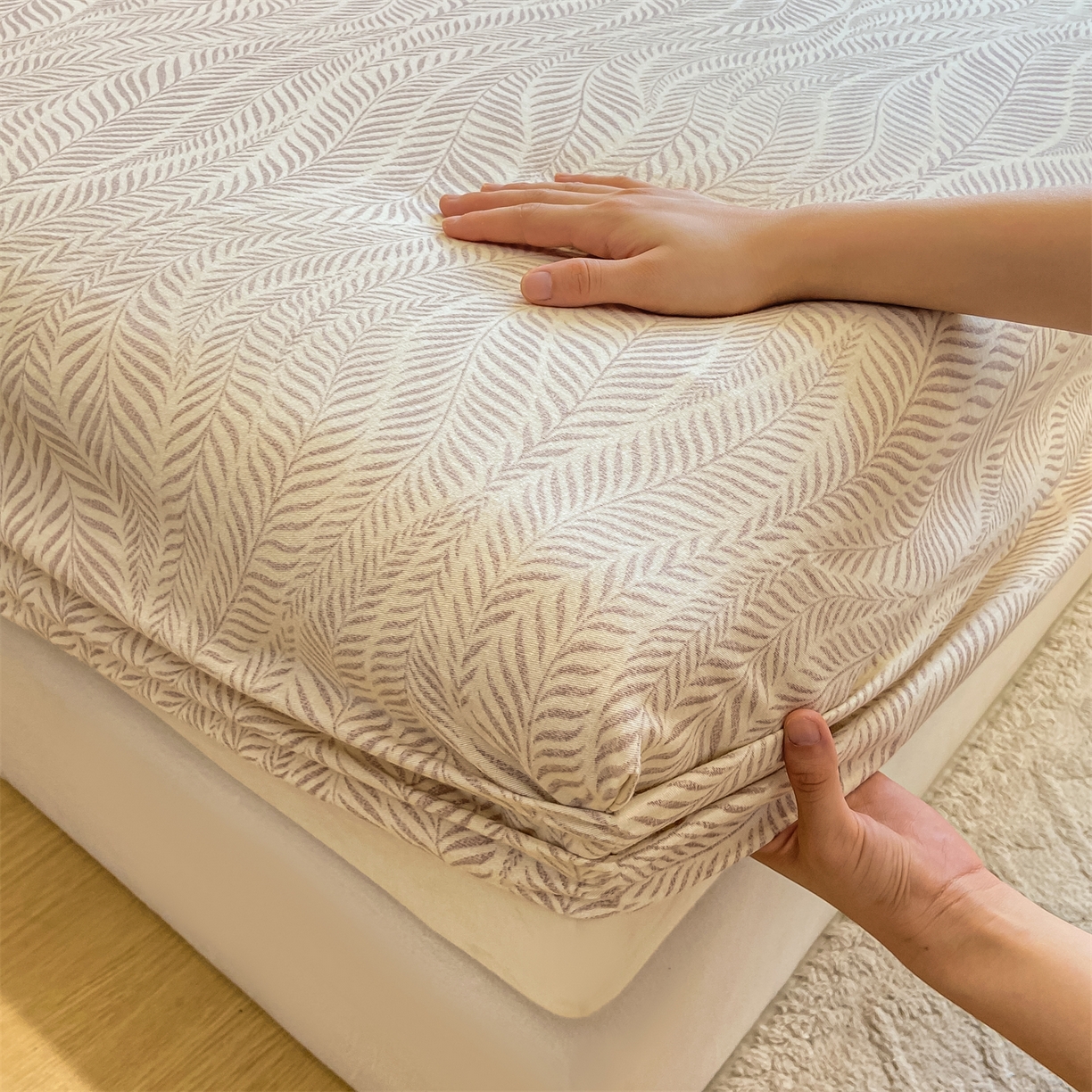 91家纺网 家纺一手货源 找家纺 灰鲸 2025新款A类全棉磨毛单品床笠 床笠单件 千逐-咖