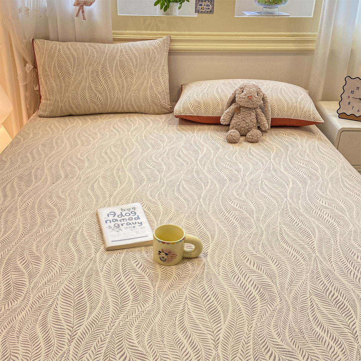 91家纺网 家纺一手货源 找家纺 灰鲸 2025新款A类全棉磨毛单品床笠 床笠单件 千逐-咖