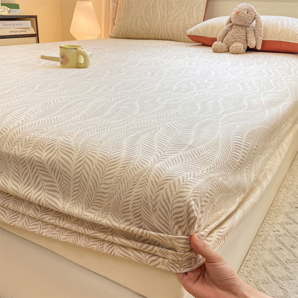 91家纺网 家纺一手货源 找家纺 灰鲸 2025新款A类全棉磨毛单品床笠 床笠单件 千逐-咖