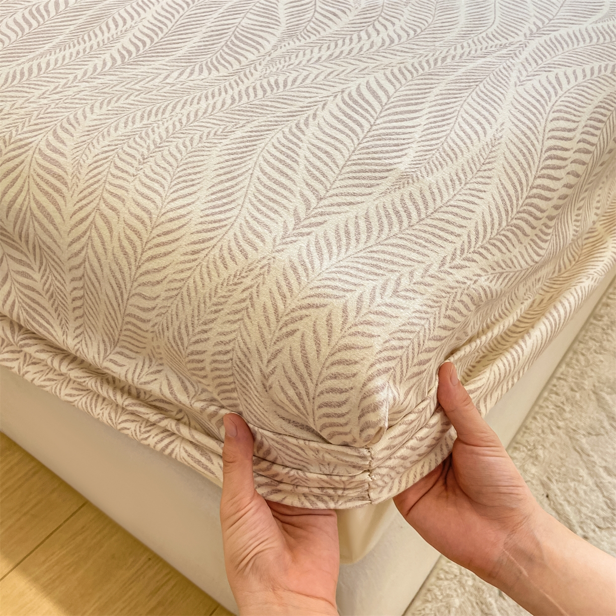 91家纺网 家纺一手货源 找家纺 灰鲸 2025新款A类全棉磨毛单品床笠 床笠单件 千逐-咖