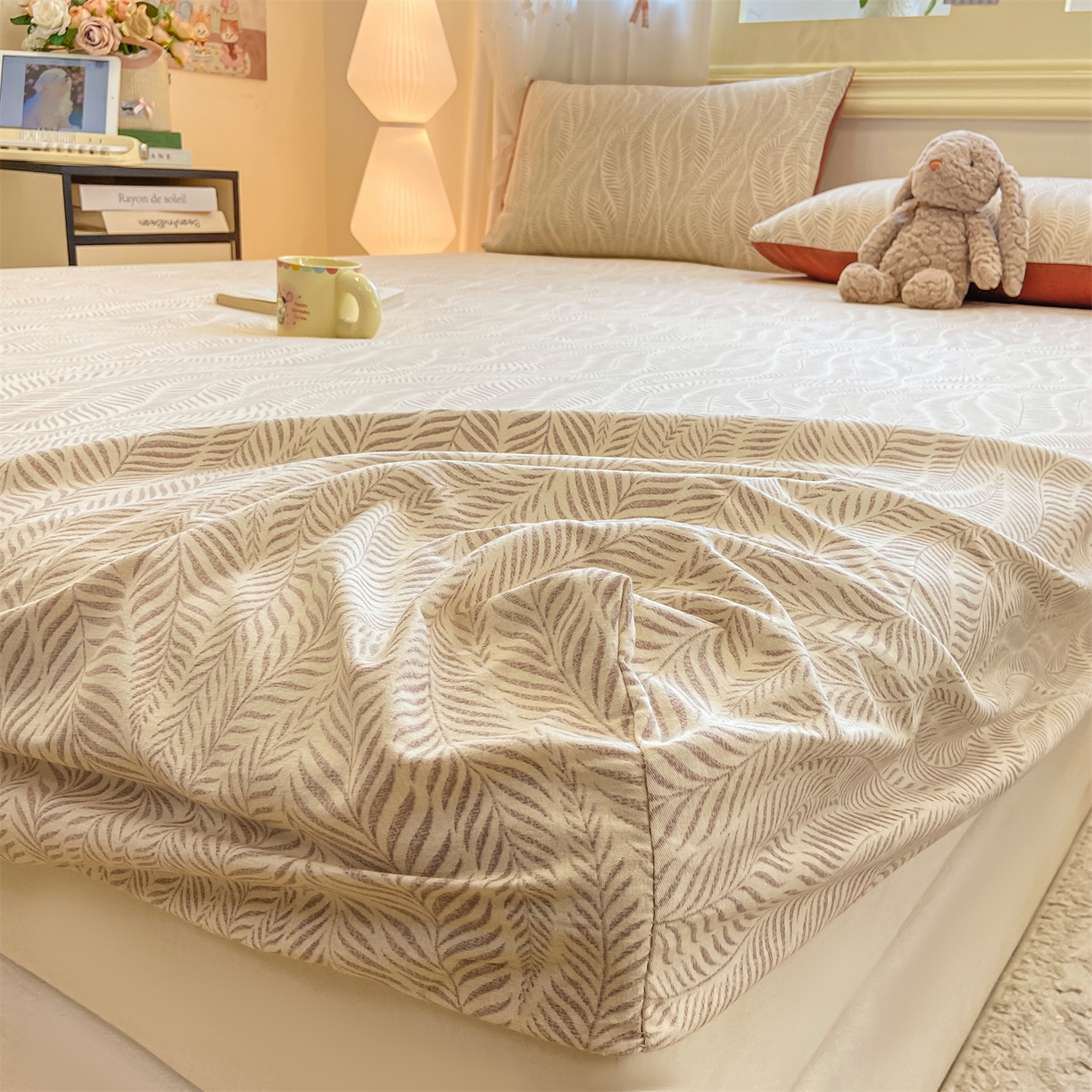 91家纺网 家纺一手货源 找家纺 灰鲸 2025新款A类全棉磨毛单品床笠 床笠单件 千逐-咖