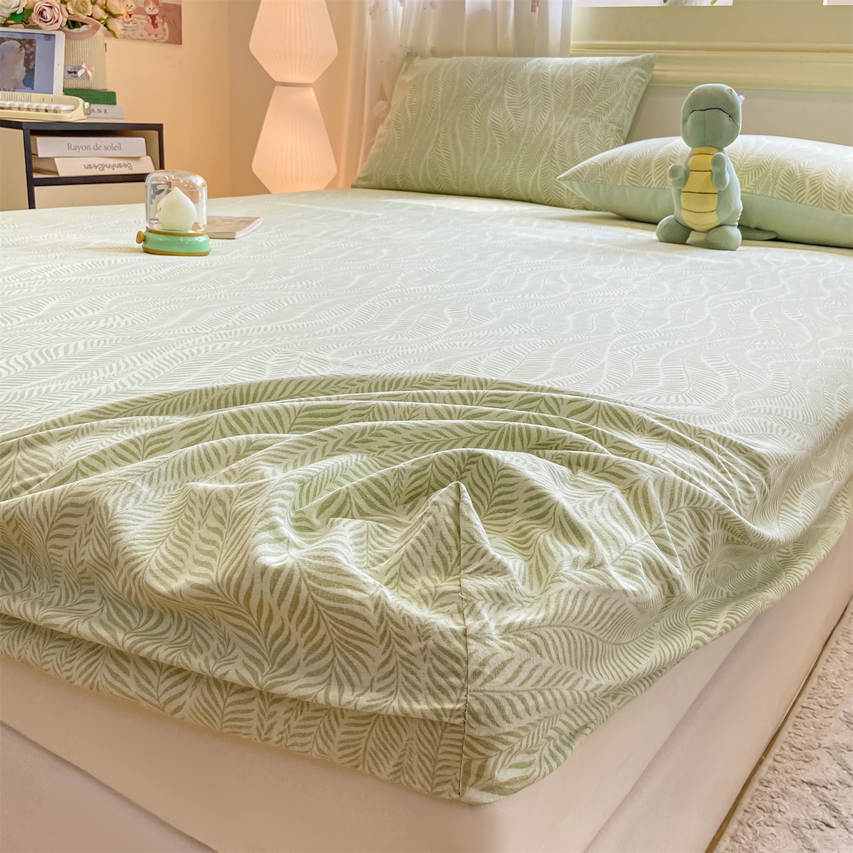 91家纺网 家纺一手货源 找家纺 灰鲸 2025新款A类全棉磨毛单品床笠 床笠单件 千逐-绿