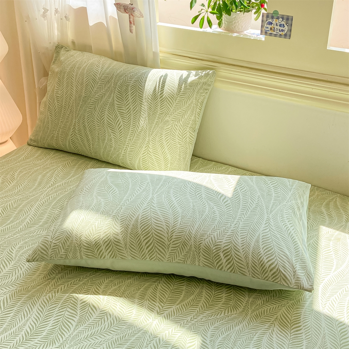 91家纺网 家纺一手货源 找家纺 灰鲸 2025新款A类全棉磨毛单品床笠 床笠单件 千逐-绿