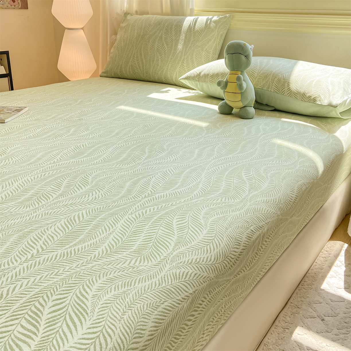 91家纺网 家纺一手货源 找家纺 灰鲸 2025新款A类全棉磨毛单品床笠 床笠单件 千逐-绿