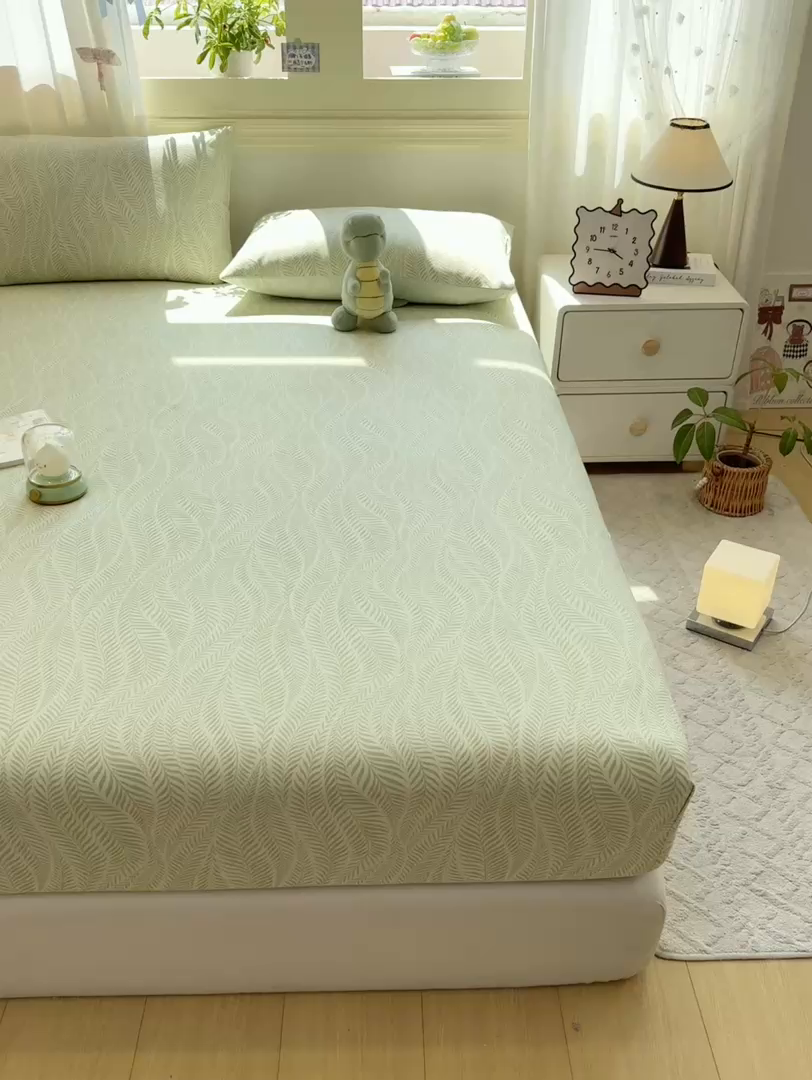 91家纺网 家纺一手货源 找家纺 灰鲸 2025新款A类全棉磨毛单品床笠 床笠单件 千逐-绿