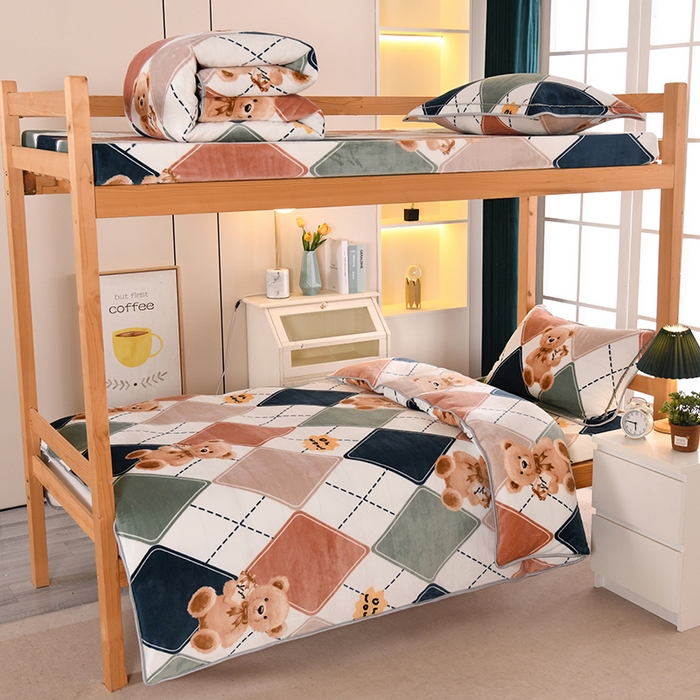 91家纺网 家纺一手货源 找家纺 （总）乐旗 2025新款全棉12868学生宿舍三件套纯棉六件套装