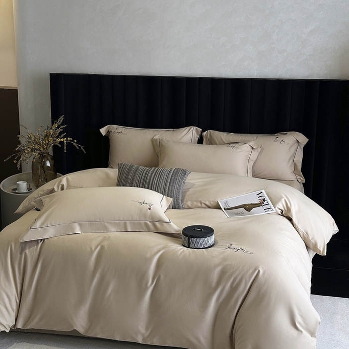 南泉坊 2025新款60支全棉纯棉数码印花磨毛四件套 知薇-曲奇色