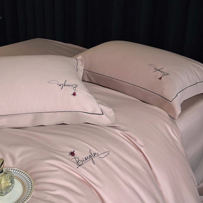 91家纺网 家纺一手货源 找家纺 南泉坊 2025新款60支全棉纯棉数码印花磨毛四件套 知薇-粉