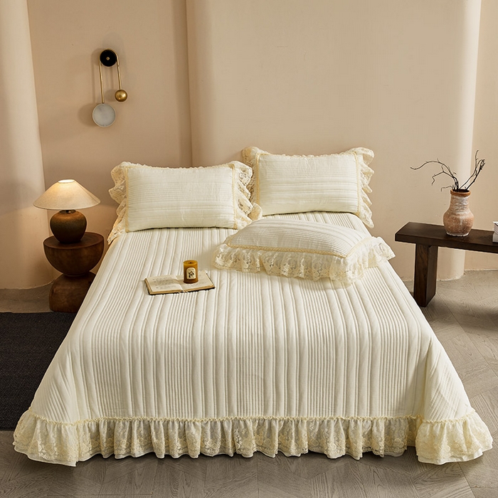 予梦家纺 2025新款床盖 蔷薇-牛奶白