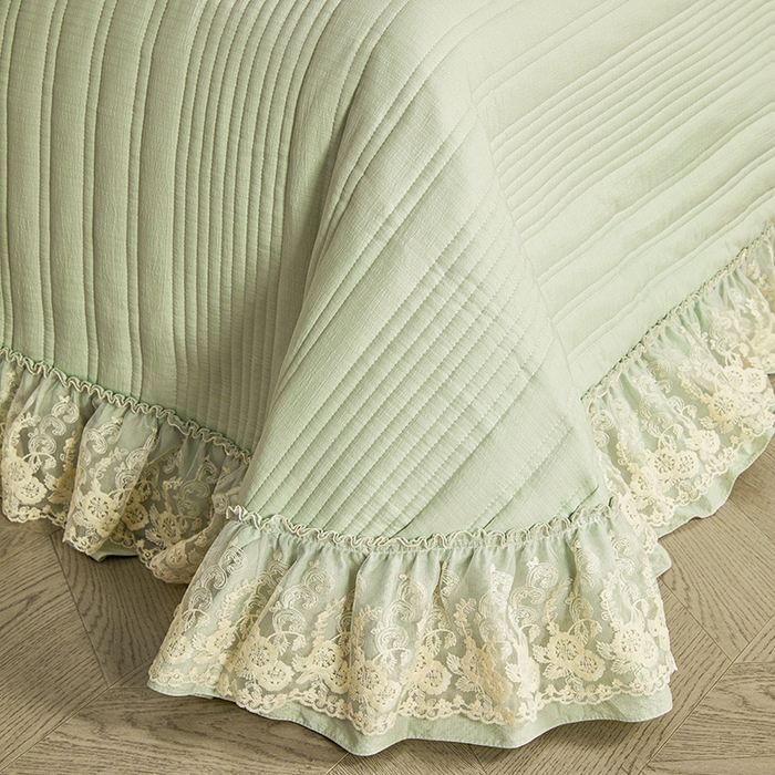 91家纺网 家纺一手货源 找家纺 予梦家纺 2025新款床盖 蔷薇-清洗绿