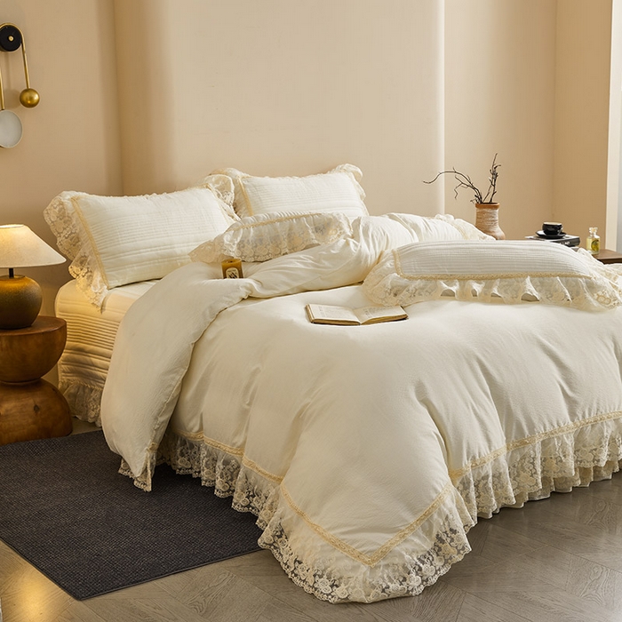 91家纺网 家纺一手货源 找家纺 予梦家纺 2025新款床盖 蔷薇-牛奶白