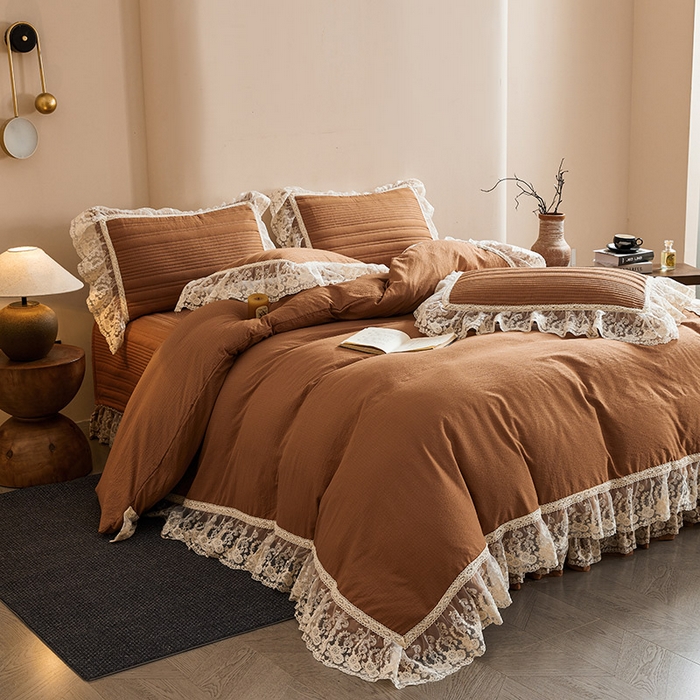 91家纺网 家纺一手货源 找家纺 予梦家纺 2025新款床盖 蔷薇-摩卡棕