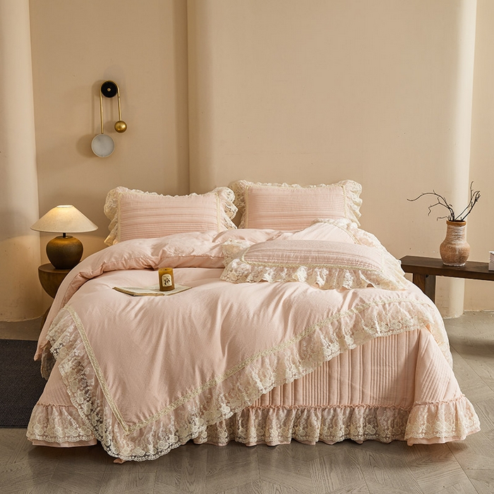 91家纺网 家纺一手货源 找家纺 予梦家纺 2025新款床盖 蔷薇-桃花粉