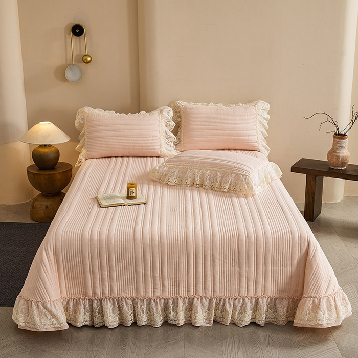 予梦家纺 2025新款床盖 蔷薇-桃花粉