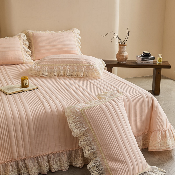 91家纺网 家纺一手货源 找家纺 予梦家纺 2025新款床盖 蔷薇-桃花粉