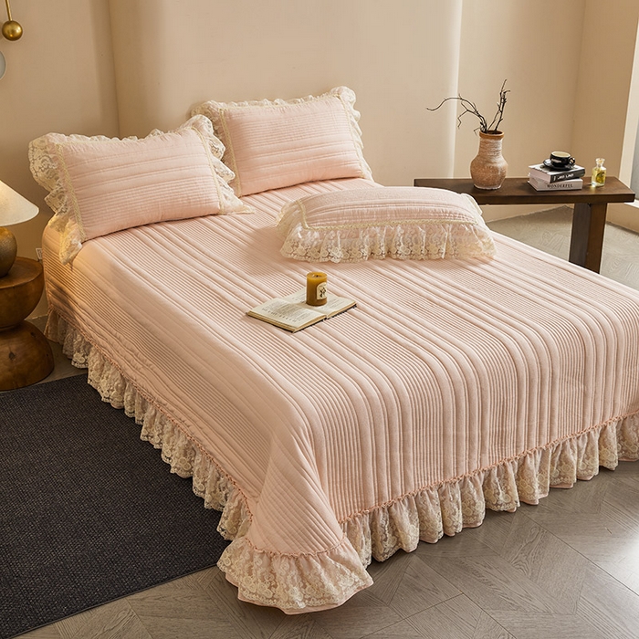 91家纺网 家纺一手货源 找家纺 予梦家纺 2025新款床盖 蔷薇-桃花粉