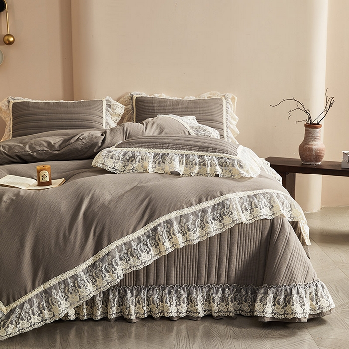 91家纺网 家纺一手货源 找家纺 予梦家纺 2025新款床盖 蔷薇-云雾灰