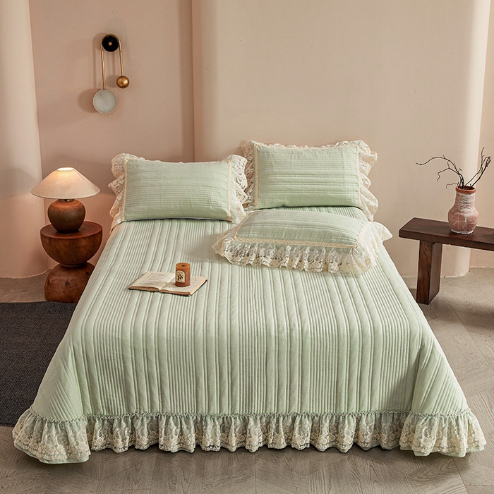 予梦家纺 2025新款床盖 蔷薇-清洗绿