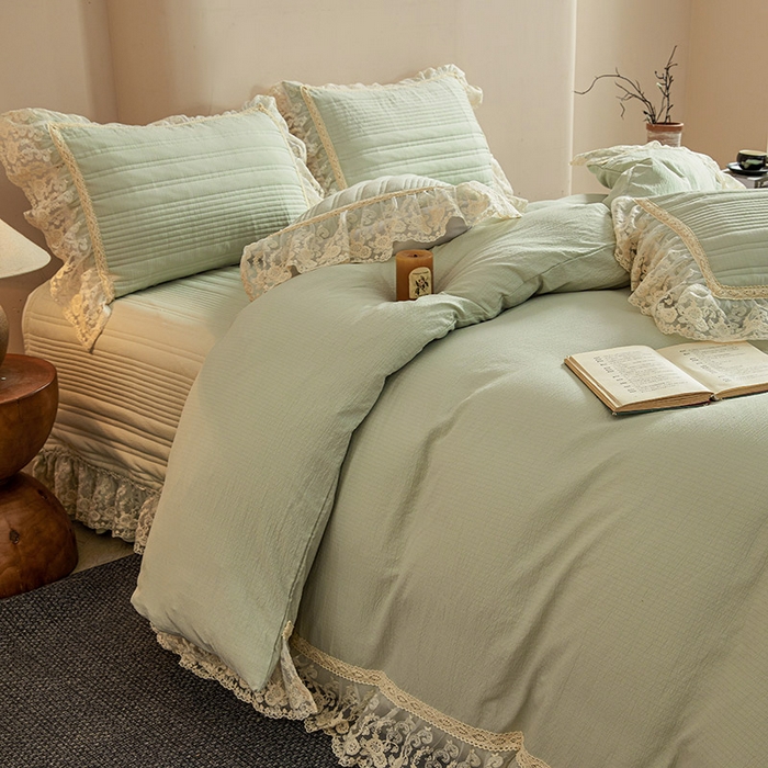 91家纺网 家纺一手货源 找家纺 予梦家纺 2025新款床盖 蔷薇-清洗绿
