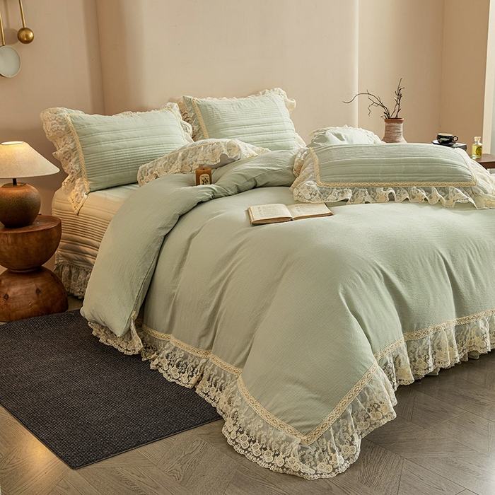 91家纺网 家纺一手货源 找家纺 予梦家纺 2025新款床盖 蔷薇-清洗绿