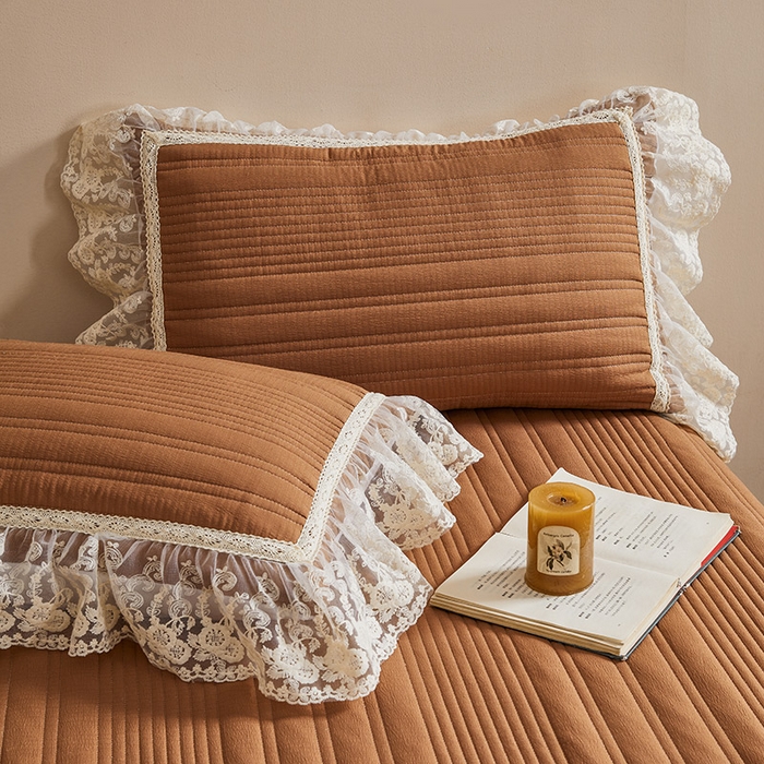 91家纺网 家纺一手货源 找家纺 予梦家纺 2025新款床盖 蔷薇-摩卡棕