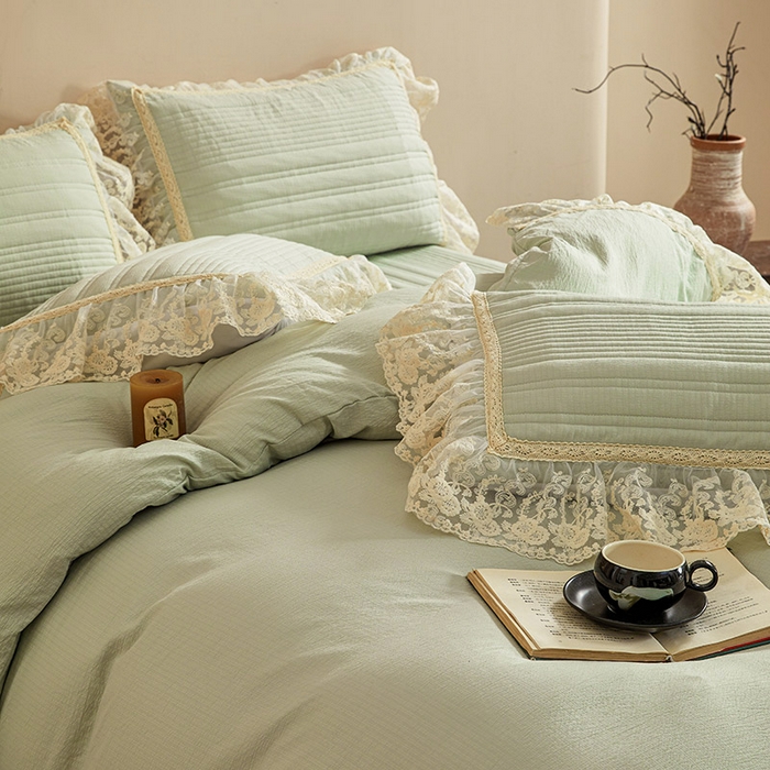 91家纺网 家纺一手货源 找家纺 予梦家纺 2025新款床盖 蔷薇-清洗绿