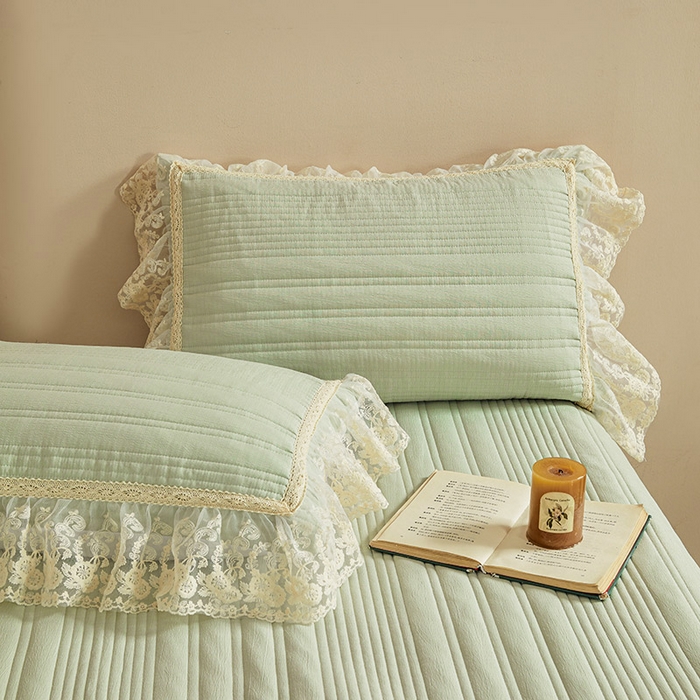 91家纺网 家纺一手货源 找家纺 予梦家纺 2025新款床盖 蔷薇-清洗绿