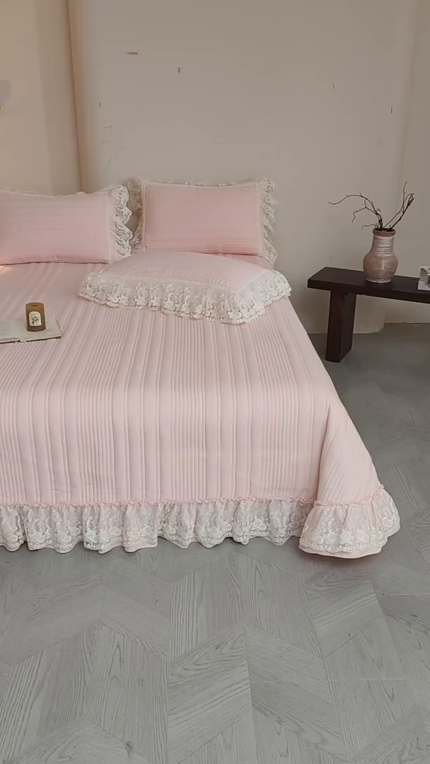 91家纺网 家纺一手货源 找家纺 予梦家纺 2025新款床盖 蔷薇-桃花粉