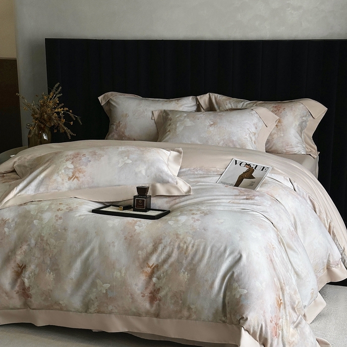 南泉坊 2025新款60支全棉纯棉数码印花磨毛四件套 布拉格-米色