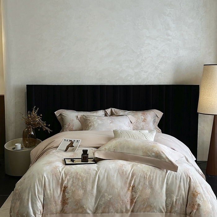 91家纺网 家纺一手货源 找家纺 南泉坊 2025新款60支全棉纯棉数码印花磨毛四件套 布拉格-米色