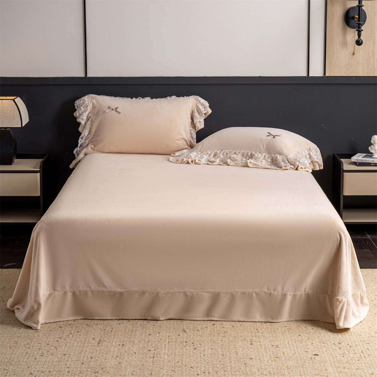 91家纺网 家纺一手货源 找家纺 （总）罗优家纺 2025新款柔梦花边款暖绒四件套