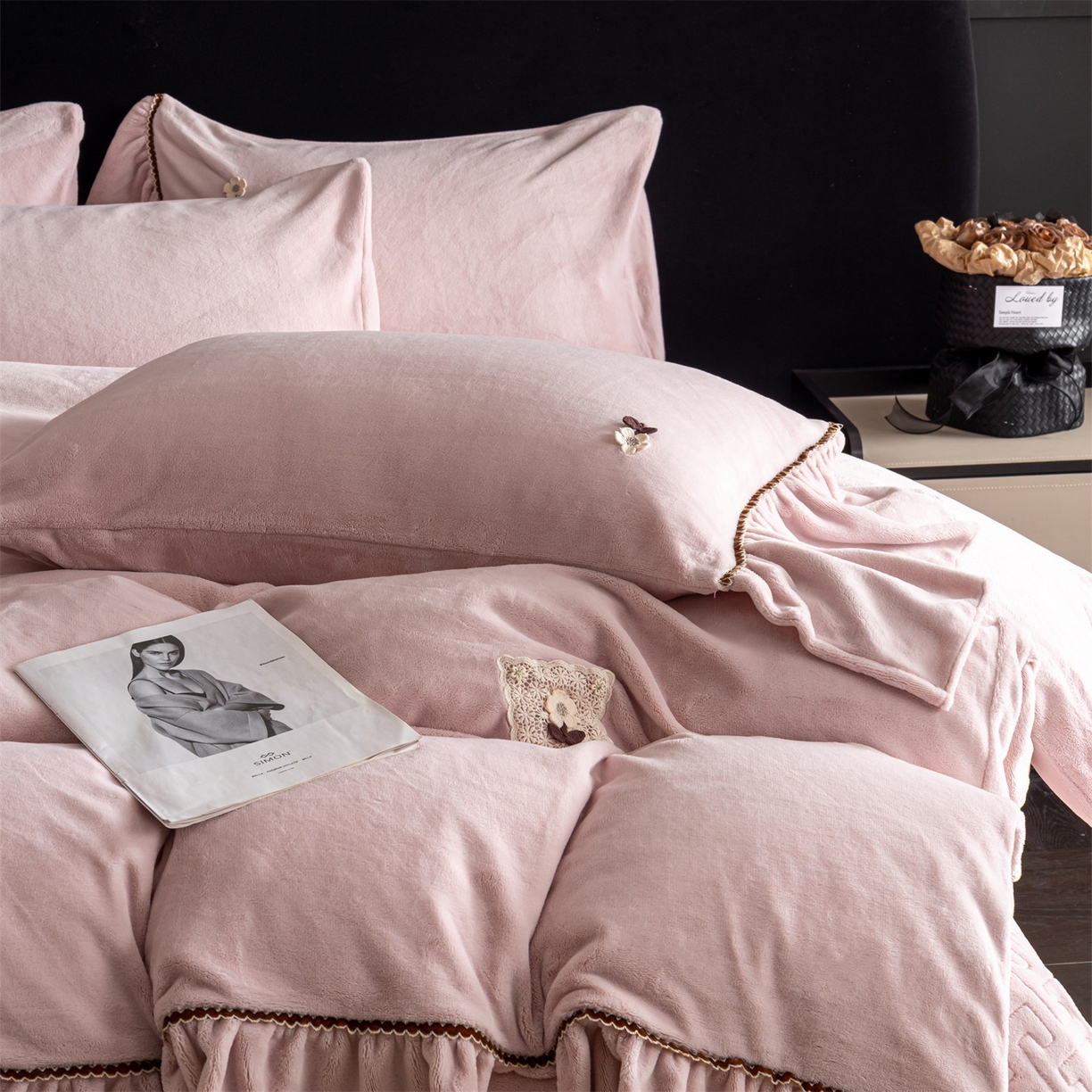 91家纺网 家纺一手货源 找家纺 （总）罗优家纺 2025新款柔暖皱幔款暖绒四件套