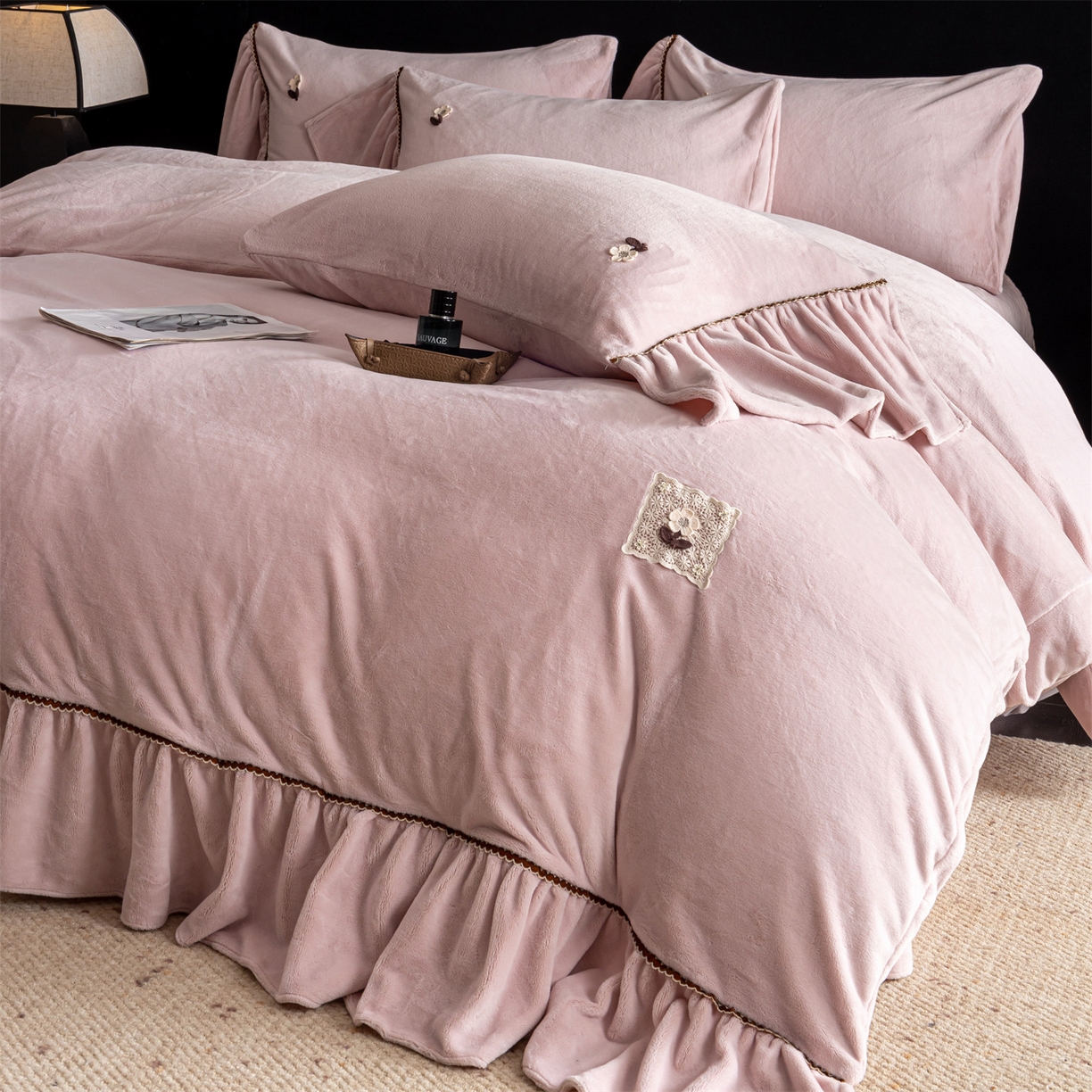 91家纺网 家纺一手货源 找家纺 （总）罗优家纺 2025新款柔暖皱幔款暖绒四件套