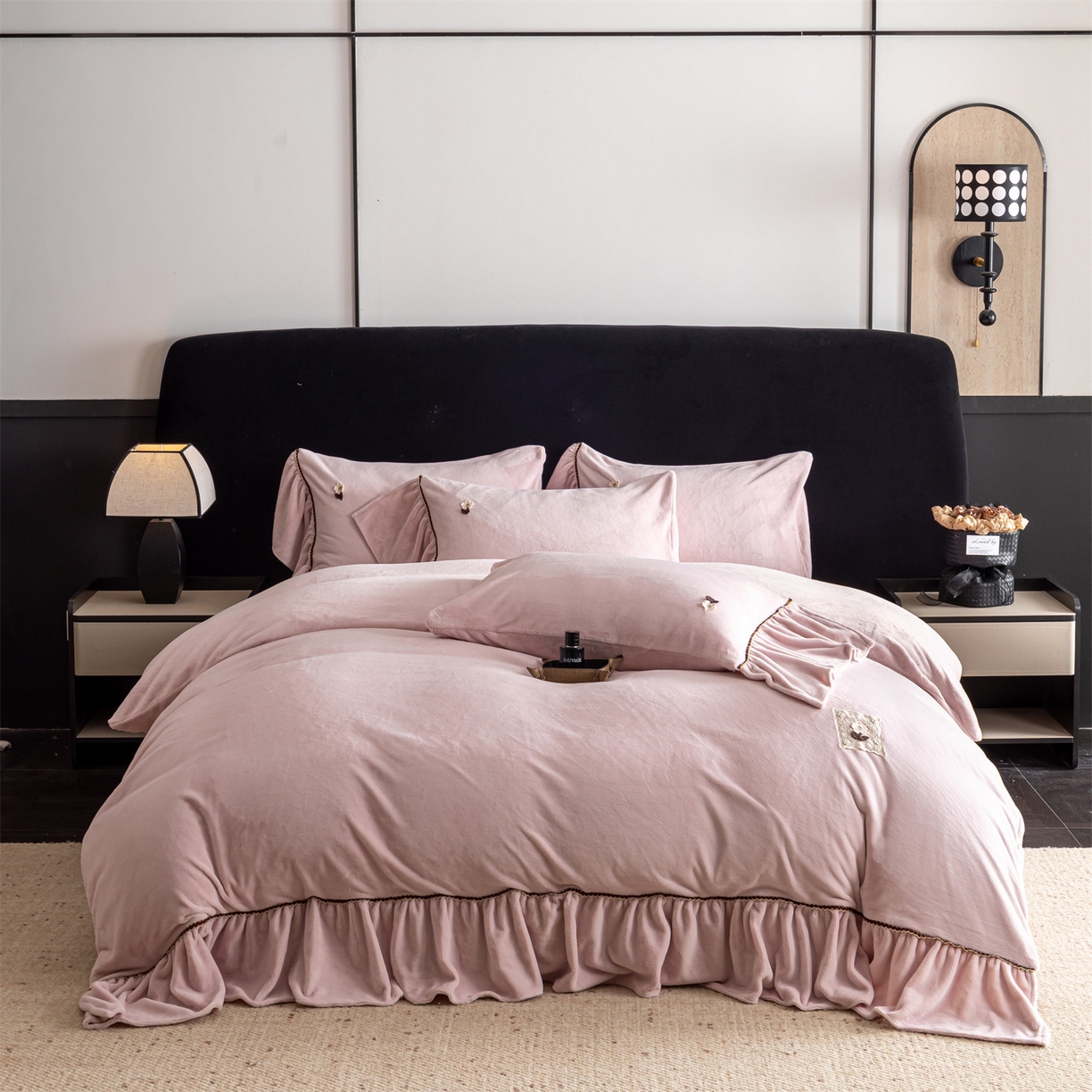 91家纺网 家纺一手货源 找家纺 （总）罗优家纺 2025新款柔暖皱幔款暖绒四件套