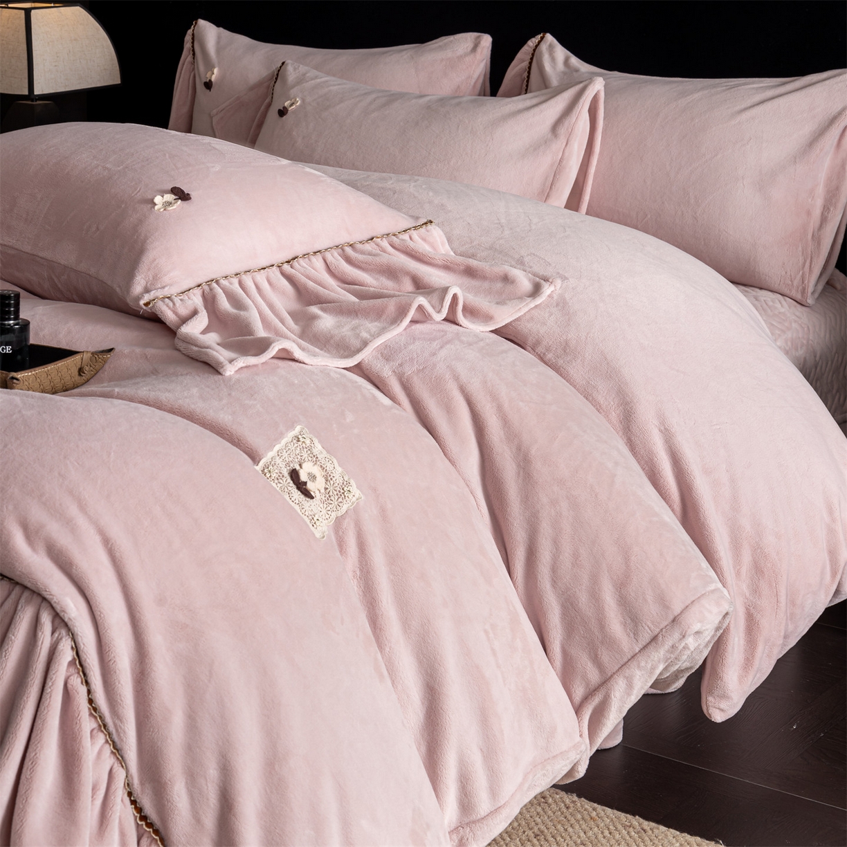 91家纺网 家纺一手货源 找家纺 （总）罗优家纺 2025新款柔暖皱幔款暖绒四件套