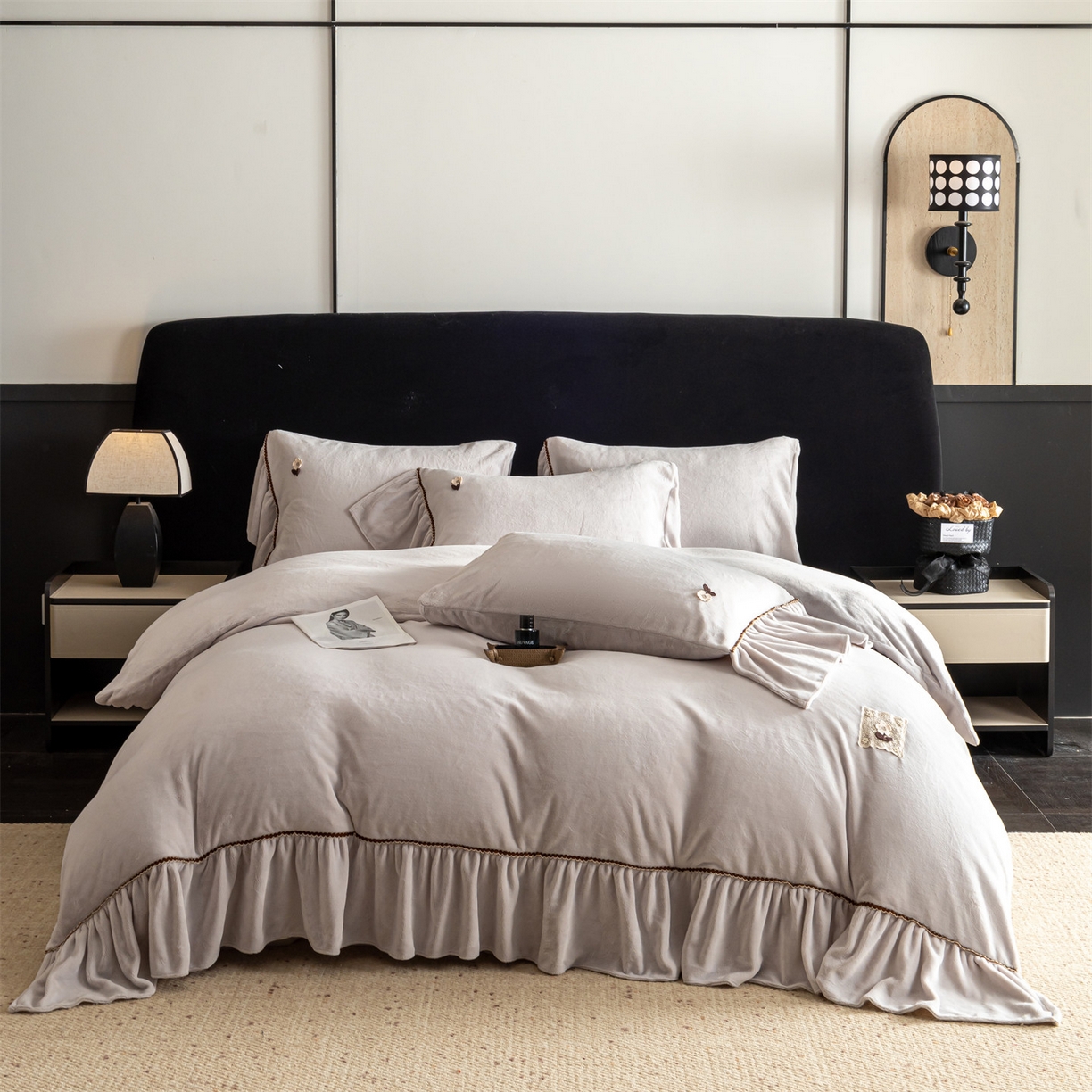 91家纺网 家纺一手货源 找家纺 （总）罗优家纺 2025新款柔暖皱幔款暖绒四件套