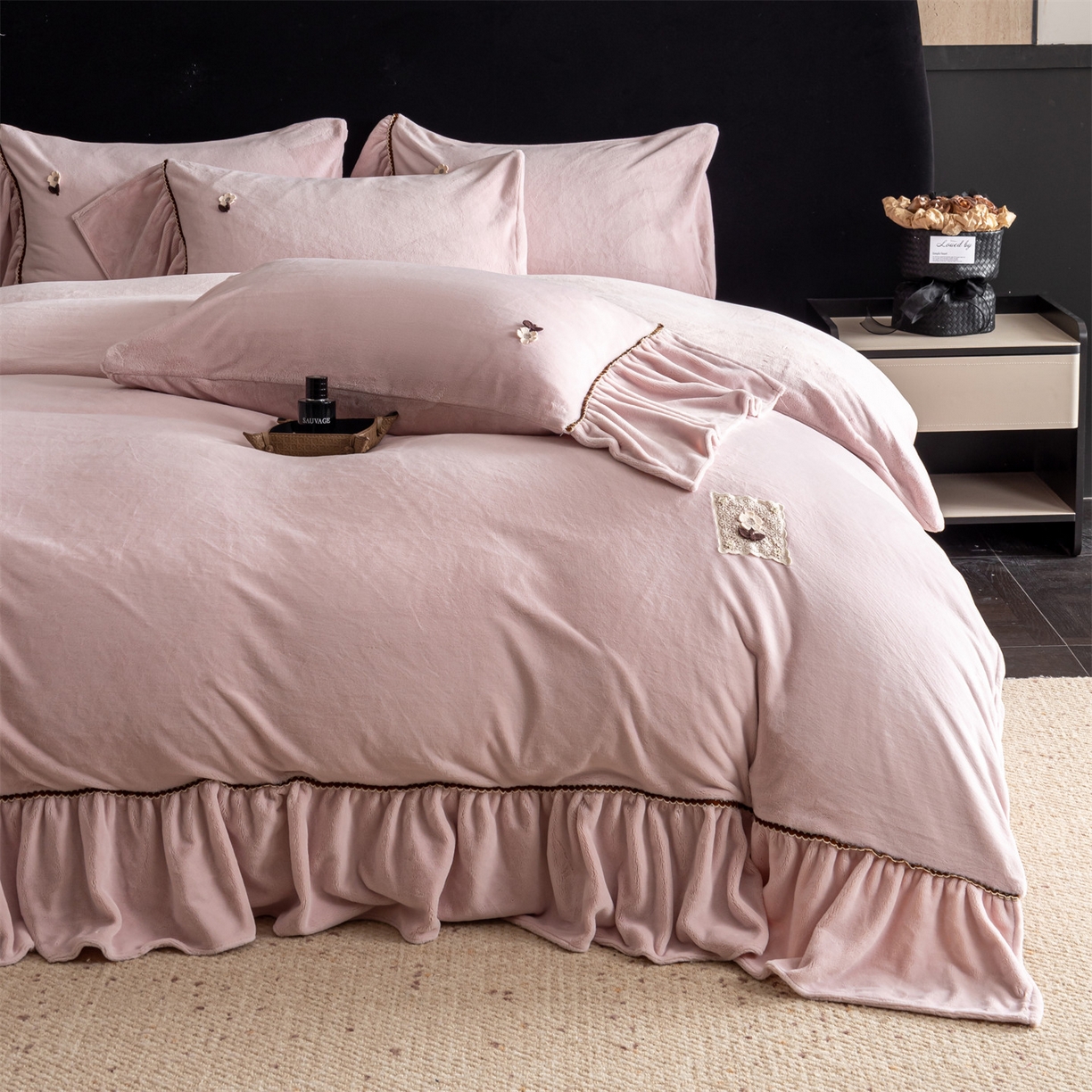 91家纺网 家纺一手货源 找家纺 （总）罗优家纺 2025新款柔暖皱幔款暖绒四件套